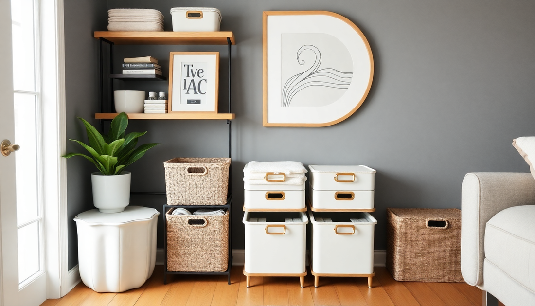 clean organized home with luxe cute storage bins