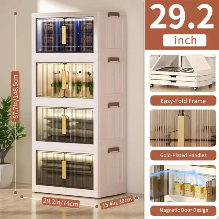 Collapsible Closet Organizer Bins with Doors
