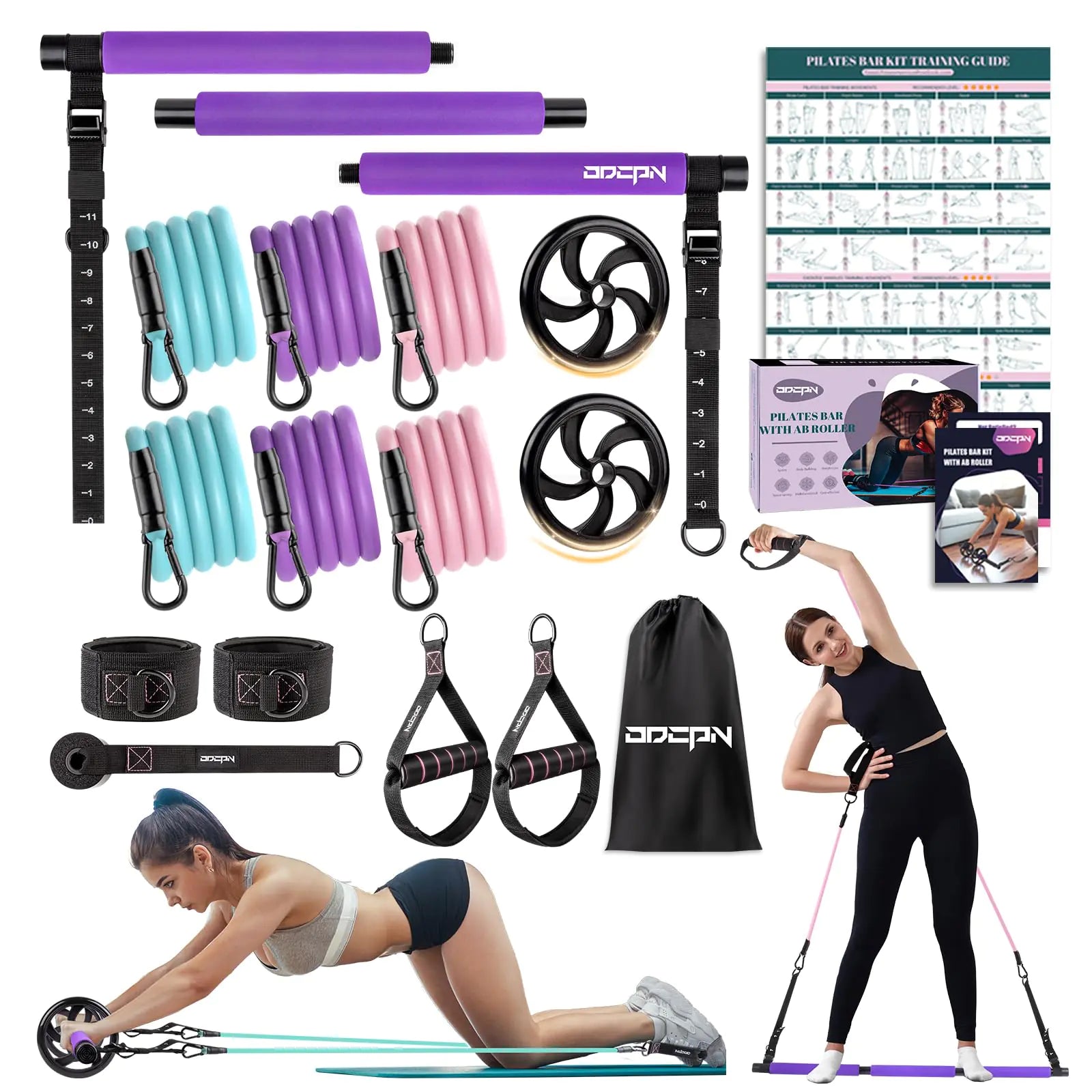 Pilates Bar Kit with Resistance Bands Multifunctional Exercise Bar