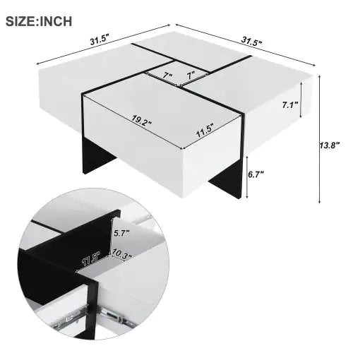 White Sleek Storage Coffee Table NovaNest Co.