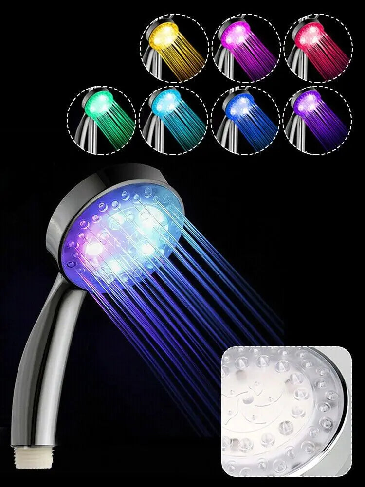 Handheld 7 Color Changing LED GlowLight Shower Head Nest & Nova
