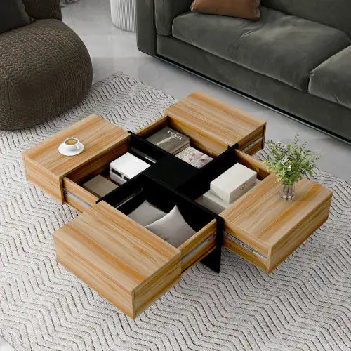Chic Square Coffee Table with Hidden Storage NovaNest Co.