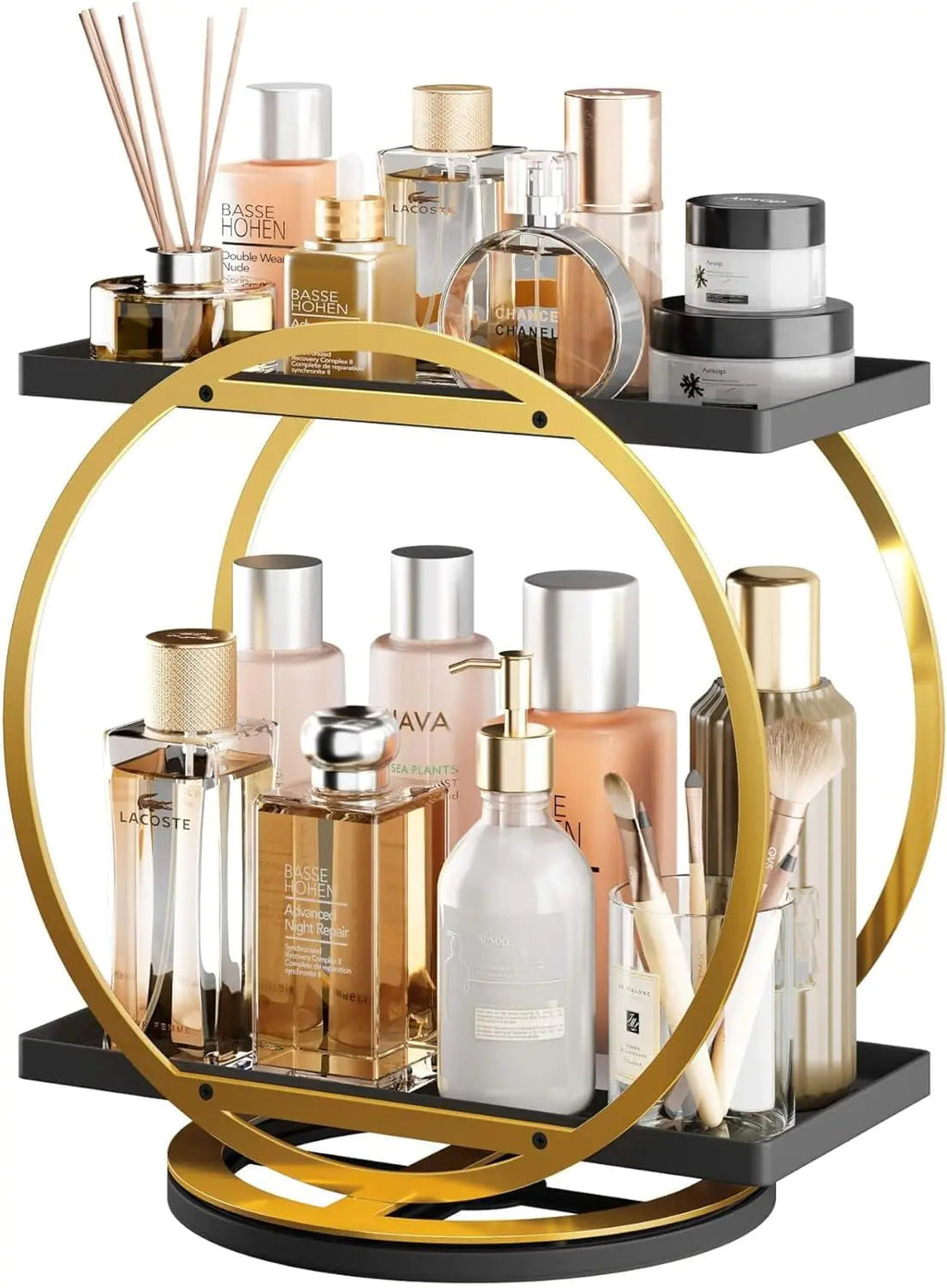 360° Rotating Vanity Organizer - Sleek 2-Tier Design Nest & Nova
