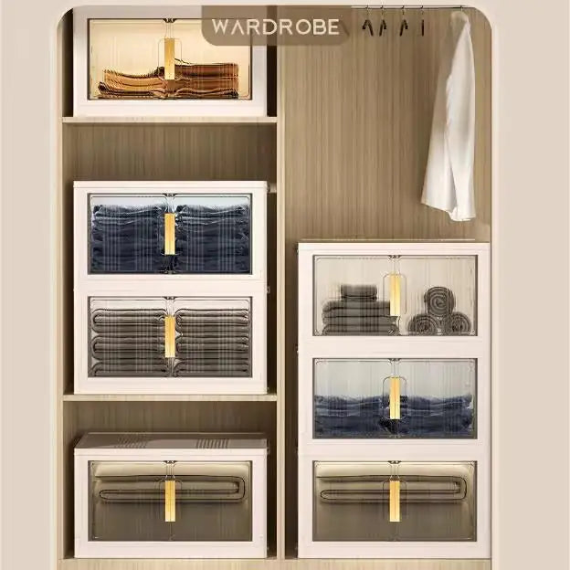 Collapsible Closet Organizer Bins with Doors