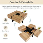 Chic Square Coffee Table with Hidden Storage NovaNest Co.