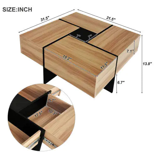 Chic Square Coffee Table with Hidden Storage NovaNest Co.