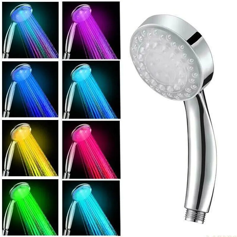 Handheld 7 Color Changing LED GlowLight Shower Head Nest & Nova