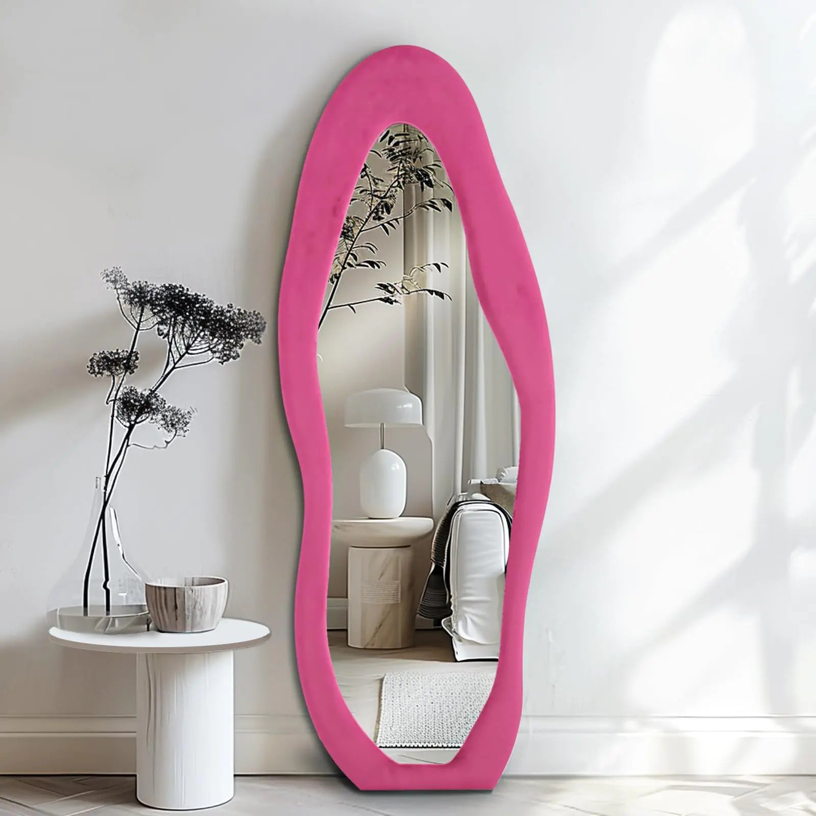 Chic Full Body 63"x24" Pink Flannel Mirror NovaNest Co.