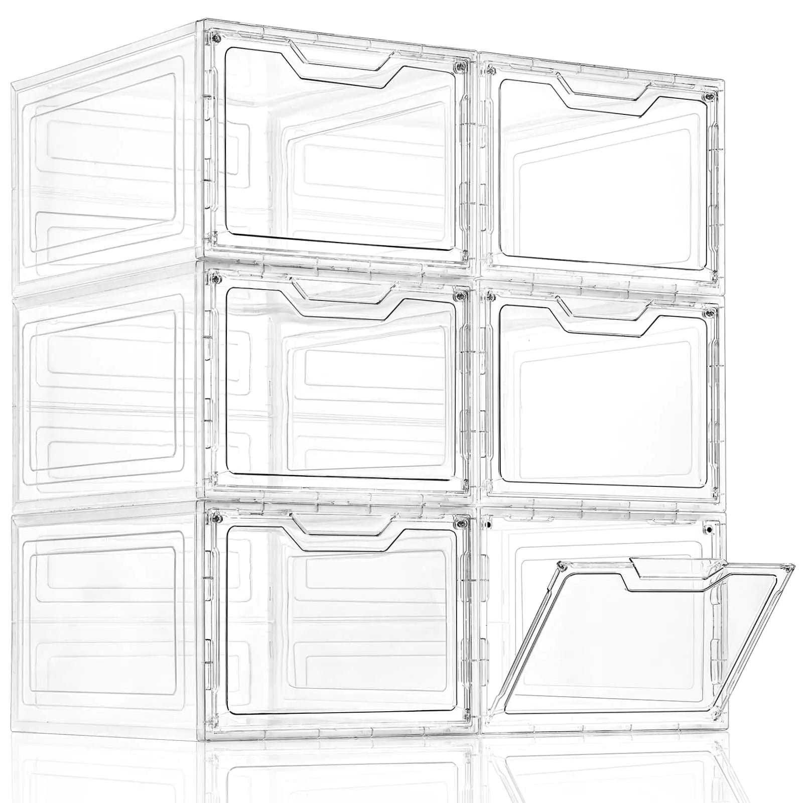 6-Pack Clear Stackable Organizer Bins Nest & Nova
