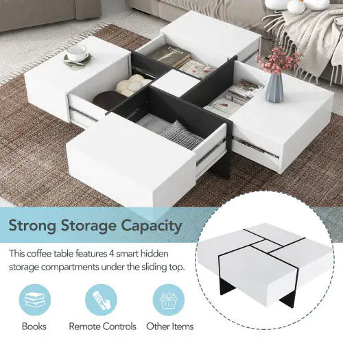 White Sleek Storage Coffee Table NovaNest Co.