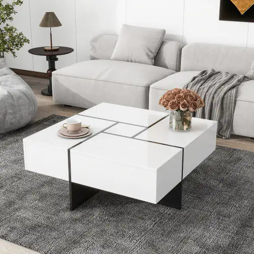White Sleek Storage Coffee Table NovaNest Co.
