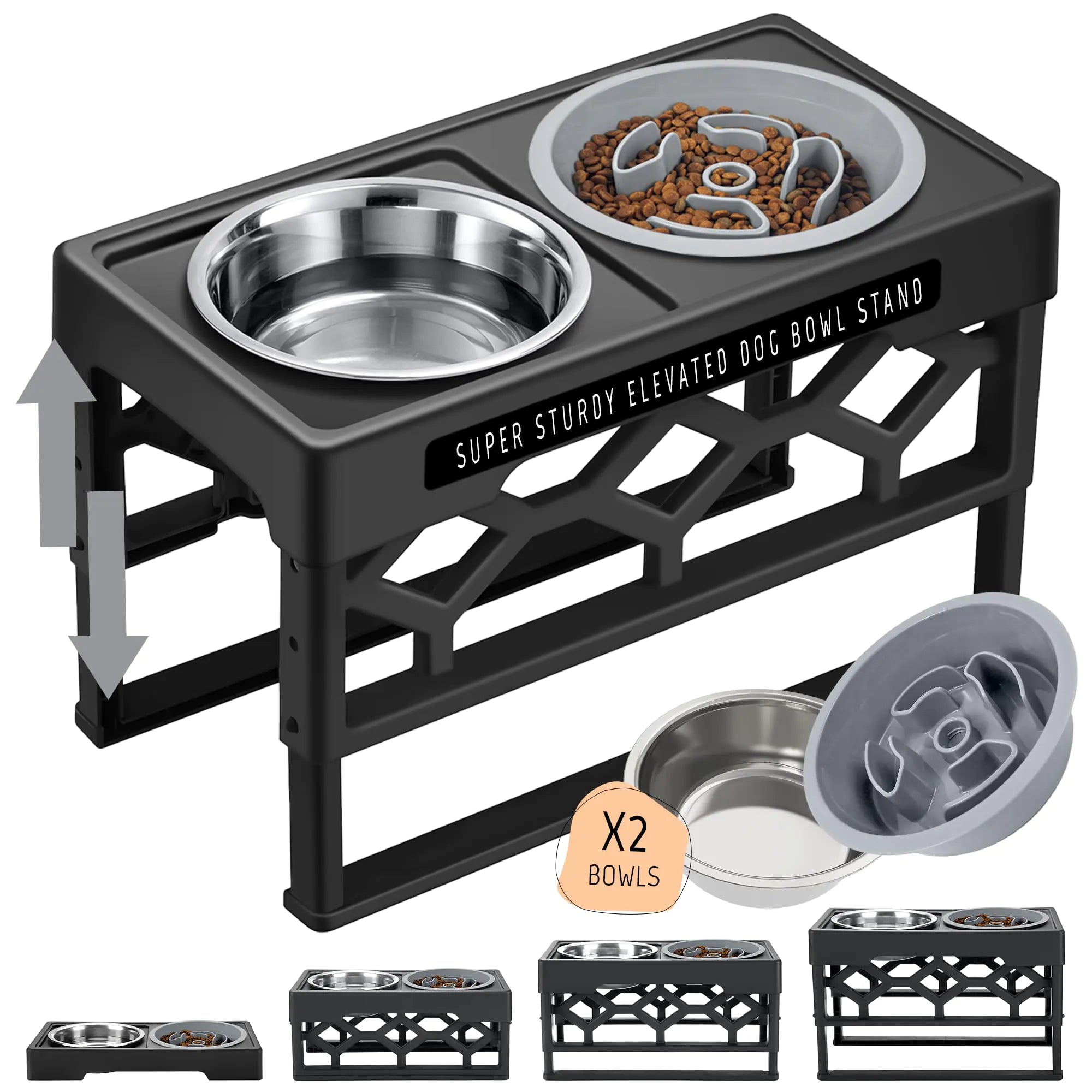 Ergo-Height Slow Feeder Dog Dish Set Nest & Nova