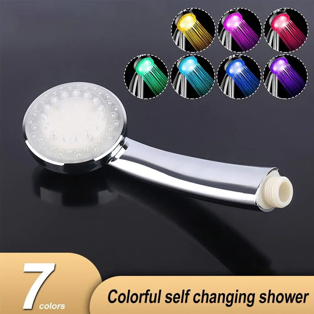Handheld 7 Color Changing LED GlowLight Shower Head Nest & Nova