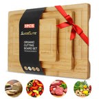 Bamboo Trio Cutting Board Set | Multi-Purpose Wooden Boards with Handles