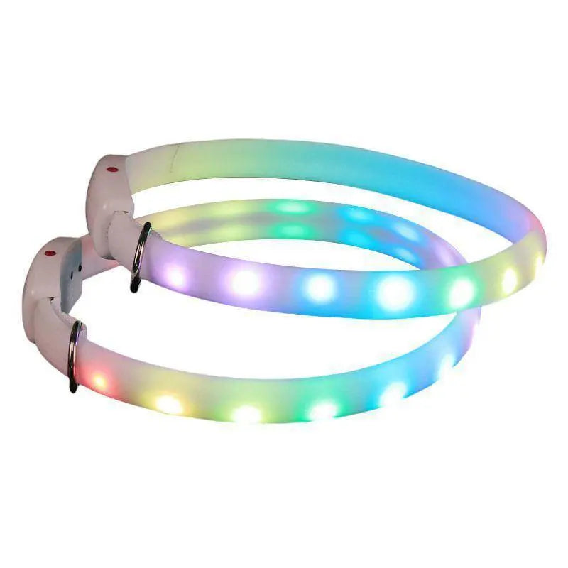 LED Light-Up Dog Collar – USB Rechargeable, Adjustable, Safe for Night Walks & Outdoor Visibility Dog Hugs Cat