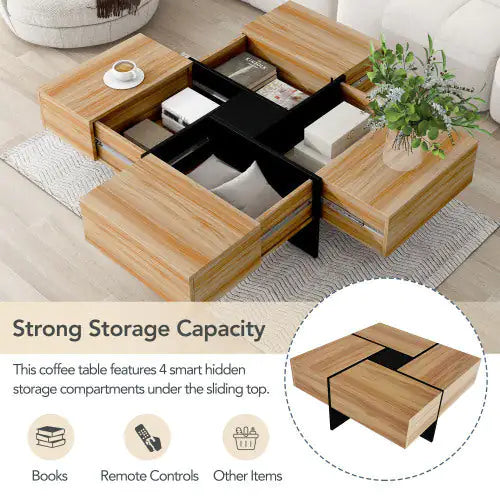 Chic Square Coffee Table with Hidden Storage NovaNest Co.