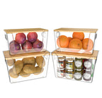 4 Pack Potato Storage with Lids – Front Open Kitchen Pantry Organizer and Storage Stackable Storage Bins for Onion Garlic Fruit Produce Vegetable Nest & Nova