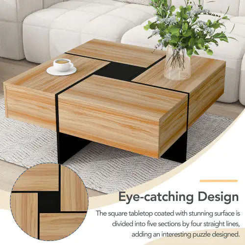Chic Square Coffee Table with Hidden Storage NovaNest Co.