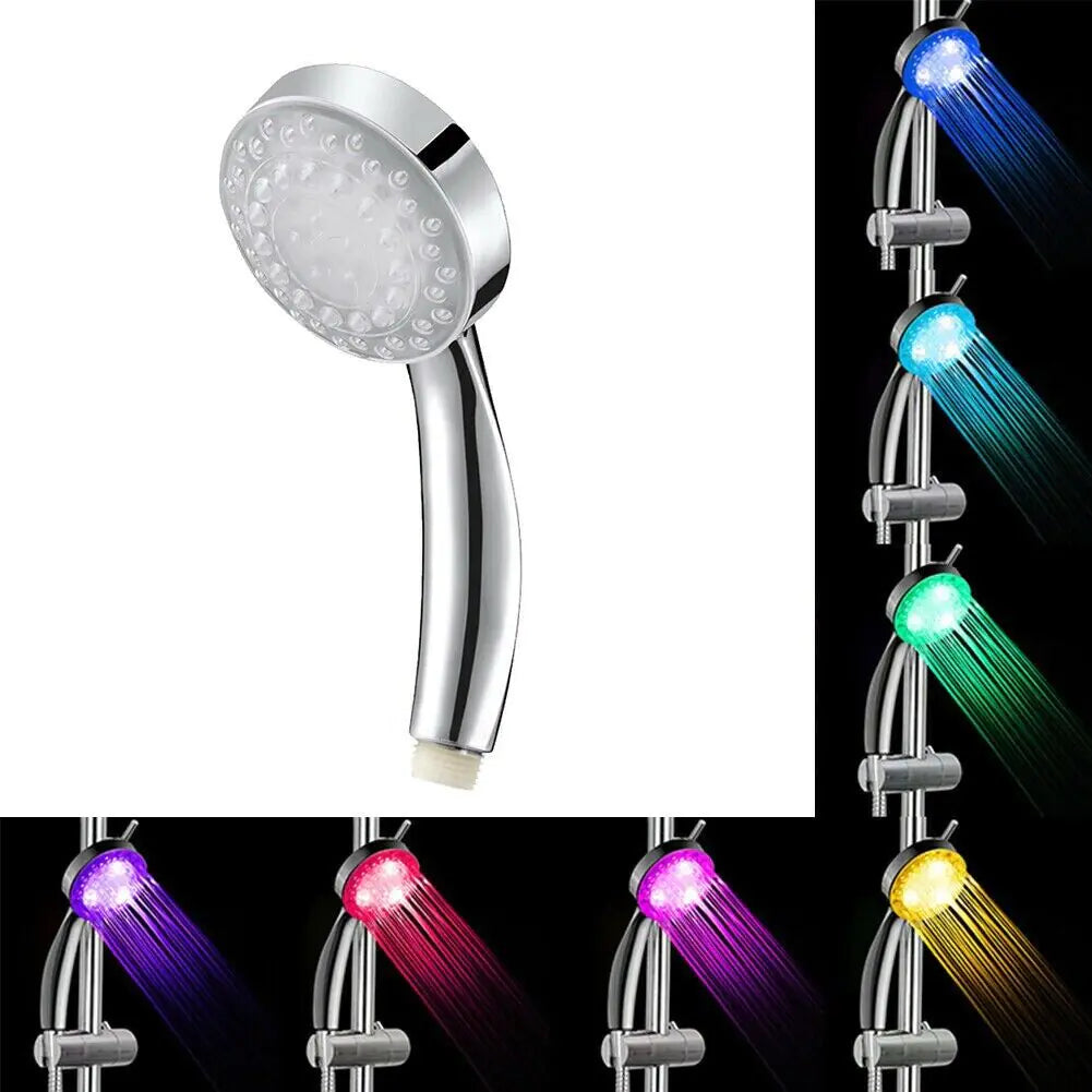 Handheld 7 Color Changing LED GlowLight Shower Head Nest & Nova